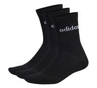 adidas Unisex - Adulto Linear Crew Cushioned Socks 3 Pairs, Black / White, 42-45