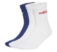 adidas Unisex adulto Linear Crew Cushioned Socks 3 Pairs, Dark Blue/White/White, 6.5-8