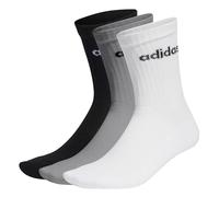 adidas Unisex adulto Linear Crew Cushioned Socks 3 Pairs, Medium Grey Heather / White / Black, 6.5-8