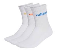 adidas Unisex adulto Linear Crew Cushioned Socks 3 Pairs, white/Pure Orange/Semi Ice Tangerine Mel./ray blue, 42-45