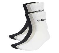 adidas Unisex - Adulto LINEAR CREW SOCKS CUSHIONED SOCKS 6 PAIR PACK, Medium Grey Heather/White/Black, 5-6 Years