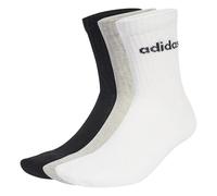 adidas Unisex - Adulto LINEAR CREW SOCKS CUSHIONED SOCKS 6 PAIR PACK, Medium Grey Heather/White/Black, 6-7 Years