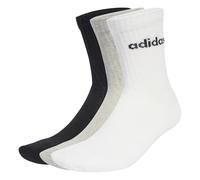 adidas Unisex adulto LINEAR CREW SOCKS CUSHIONED SOCKS 6 PAIR PACK, Medium Grey Heather/White/Black, 8.5-10