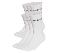 Adidas Calcetines Linear Crew unisex adulto, acolchados, paquete 6 pares, Blanco/Negro