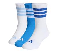 adidas Unisex - Bambini e ragazzi 3STRIPES CUSHIONED SPORTSWEAR CREW SOCKS 3 PAIR PACK, ray blue/white/glow blue, 3-4 Years