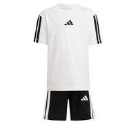 adidas Unisex - Bambini e ragazzi ESSENTIALS SMALL LOGO STRIPES T-SHIRT SET, white/black, 5-6 Years