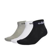 adidas Unisex - Bambini e ragazzi Linear Ankle Cushioned Socks 3 Pairs, Medium Grey Heather / White / Black, 6-7 Years