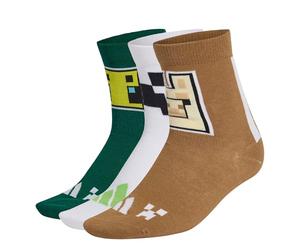 adidas Unisex - Bambini e ragazzi MINECRAFT YOUTH 3 PAIRS PER PACK SOCKS, carbon/brown desert/collegiate green, 3-4 Years