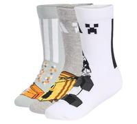 adidas Unisex - Bambini e ragazzi MINECRAFT YOUTH SOCKS, Wonder Sage/medium grey heather/white, 6-7 Years