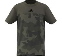 adidas Unisex - Bambini e Ragazzi Seasonal Essentials Camo Cotton T-Shirt Juniors, Olive strata/Black, 13-14 Years