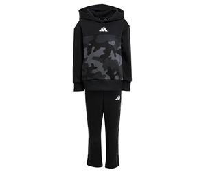 adidas Unisex - Bambini e ragazzi Seasonal Essentials Little Kids Camo Fleece Jogger Set, black/white, 6-7 Years