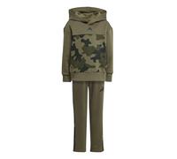 adidas Unisex - Bambini e ragazzi Seasonal Essentials Little Kids Camo Fleece Jogger Set, olive strata/white, 4-5 Years