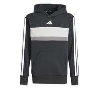 adidas Unisex - Bambini e ragazzi SEASONAL ESSENTIALS TIBERIO 3 STRIPES FLEECE HOODIE, black/white/grey two, 7-8 Years