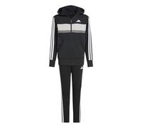 adidas Unisex niños SEASONAL ESSENTIALS TIBERIO 3 STRIPES FLEECE TRACKSUIT, black/white/grey two, 9-10 Years