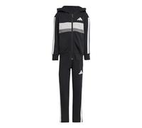 adidas Unisex - Bambini e ragazzi SEASONAL ESSENTIALS TIBERIO 3 STRIPES FLEECE TRACKSUIT, black/white/grey two, 4-5 Years