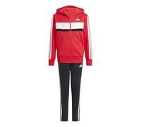 adidas Unisex - Bambini e ragazzi SEASONAL ESSENTIALS TIBERIO 3 STRIPES FLEECE TRACKSUIT, pure ruby/white, 13-14 Years