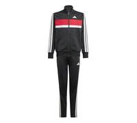 adidas Unisex - Bambini e ragazzi SEASONAL ESSENTIALS TIBERIO 3 STRIPES TRICOT TRACKSUIT, black/white/pure ruby, 11-12 Years