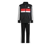 adidas Unisex - Bambini e ragazzi SEASONAL ESSENTIALS TIBERIO 3 STRIPES TRICOT TRACKSUIT, black/white/pure ruby, 4-5 Years