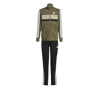 adidas Unisex - Bambini e ragazzi SEASONAL ESSENTIALS TIBERIO 3 STRIPES TRICOT TRACKSUIT, olive strata/white, 15-16 Years
