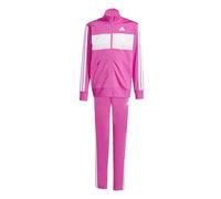 adidas Unisex - Bambini e ragazzi SEASONAL ESSENTIALS TIBERIO 3 STRIPES TRICOT TRACKSUIT, semi lucid fuchsia/bright yellow, 13-14 Years