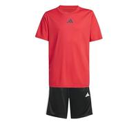 adidas Unisex niños TRAIN ESSENTIALS 3-STRIPES T-SHIRT SET, pure ruby/black, 7-8 Years