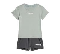 adidas Unisex - Bimbi 0-24 ESSENTIALS LINEAR LOGO T-SHIRT SET, Wonder Sage/white/white, 12-18 Months