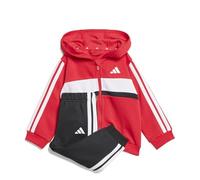 adidas Unisex - Bimbi 0-24 ESSENTIALS TIBERIO 3 STRIPES FLEECE TRACKUIT, pure ruby/white/black, 18-24 Months