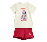 adidas Unisex - Bimbi 0-24 MARVEL SPIDER-MAN T-SHIRT SET, off white/active maroon, 18-24 Months