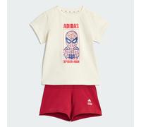 adidas Unisex - Bimbi 0-24 MARVEL SPIDER-MAN T-SHIRT SET, off white/active maroon, 18-24 Months