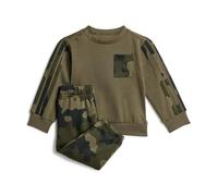adidas Unisex - Bimbi 0-24 Seasonal Essentials Infants Camo Fleece Jogger Set in French Terry, olive strata/black, 3-6 Months
