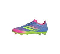 adidas Unisex Bota de fútbol F50 League césped Natural seco/multisuperficie, Blue Fusion/Lucid Lemon/Lucid Pink, 42 2/3