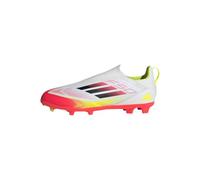 adidas Unisex Kids' Bota de fútbol F50 League Laceless césped natural seco/multisuperficie (Adolescentes), Cloud White/Core Black/Solar Yellow, 33