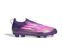 adidas Unisex Kids' Bota de fútbol F50 League Laceless césped Natural seco (niño), Purple/Cloud White/Lucid Lemon, 36 2/3