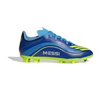 adidas Botas de fútbol unisex para niños F50 Messi League Firm Multi Ground Football Boots Kids, Royal Blue Solar Yellow Semi Blue Burst, 38 2/3 EU