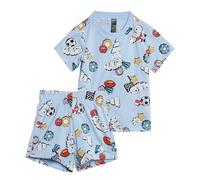 adidas Unisex Kids' Conjunto Seasonal Essentials Fun Allover Print (Bebé), Glow Blue/Multicolor/White, 98