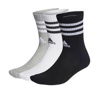 adidas Unisex niños 3-Stripes Cushioned Crew Socks 3 Pairs, Medium Grey Heather / White / Black / White, 6-7 Years