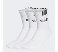 adidas Unisex niños 3-Stripes Linear Half-Crew Cushioned Socks 3 Pairs, White/Black, 5-6 Years
