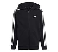 adidas Unisex niños Essentials 3-Stripes Fleece Full-Zip Hoodie, Black/White, 7-8 Years