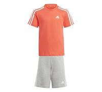 adidas Unisex niños Essentials 3-Stripes Tee and Shorts Set, bright red/white/white, 5-6 Years
