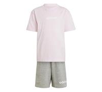 adidas Unisex niños ESSENTIALS LINEAR LOGO T-SHIRT SET, clear pink/white, 4-5 Years