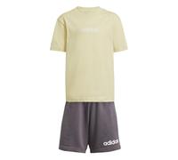 adidas Unisex niños ESSENTIALS LINEAR LOGO T-SHIRT SET, powder yellow/white, 4-5 Years