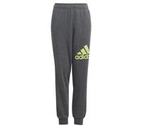 adidas Unisex niños Essentials Regular Fit Big Logo Cotton Pants, Dark Grey Heather/Pulse Lime, 11-12 Years