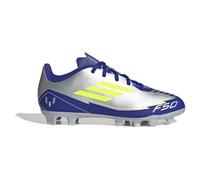 adidas F50 Club Football Boots FG/MG, Botas de fútbol Unisex niños, Silver Met./Solar Yellow/Lucid Blue, 35 EU