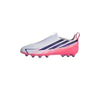 adidas Unisex niños F50 Hyperfast League Laceless Artificial Ground Football Boots Kids Shoes, FTWR White/Solar Purple/Solar Turbo, 28 1/2 EU
