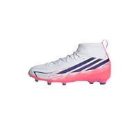 adidas Unisex niños F50 Hyperfast League Mid Firm Ground Football Boots Kids Shoes, FTWR White/Solar Purple/Solar Turbo, 38 EU
