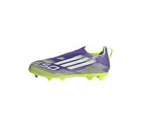 adidas Unisex niños F50 League Laceless Firm Ground Football Boots Kids, Purple Rush/Cloud White/Lucid Lemon, 28 EU