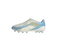 adidas Unisex niños F50 Messi League Laceless Artificial Ground Football Boots Kids Shoes, Ivory/Semi Blue Burst/Icey Blue, 31 EU