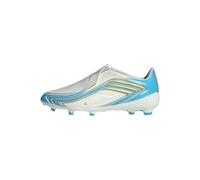 adidas Unisex niños F50 Messi League Laceless Firm Ground Football Boots Kids Shoes, Ivory/Semi Blue Burst/Icey Blue, 29 EU