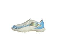 adidas Unisex niños F50 Messi League Laceless Turf Football Kids Shoes, Ivory/Semi Blue Burst/Icey Blue, 38 EU
