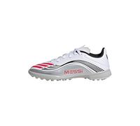 adidas Unisex niños F50 Messi League Turf Football Boots Kids, Cloud White/Lucid Red/Silver Metallic, 34 EU